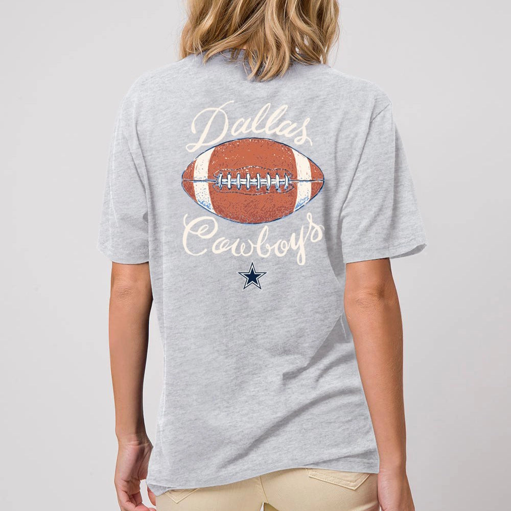 Cowboys Football T shirt Grey Heather Lauren James